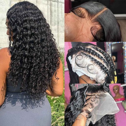 Bling Hair Princess 20 Inch Deep Wave Lace Front Wigs Human Hair 200 Density 13x6 Transparent Lace Frontal Wigs Human Hair Pre Plucked Deep Curly Human Hair Wig
