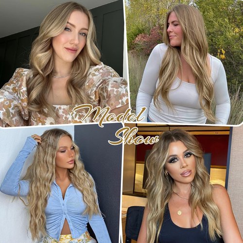 Star Show Wire Hair Extensions Walnut Brown to Ash Brown and Bleach Blonde Remy Natural Straight Hair Extension for Women (20 inch, T4/P10/613)
