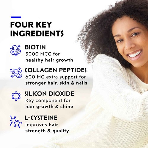 Elon R3 Extra Strength for Hair Growth - Supplements for Women to Grow Thicker, Fuller Hair, Advanced Formula with 5000 mcg Biotin Per Serving and Collagen, 60 Count (Pack of 2)