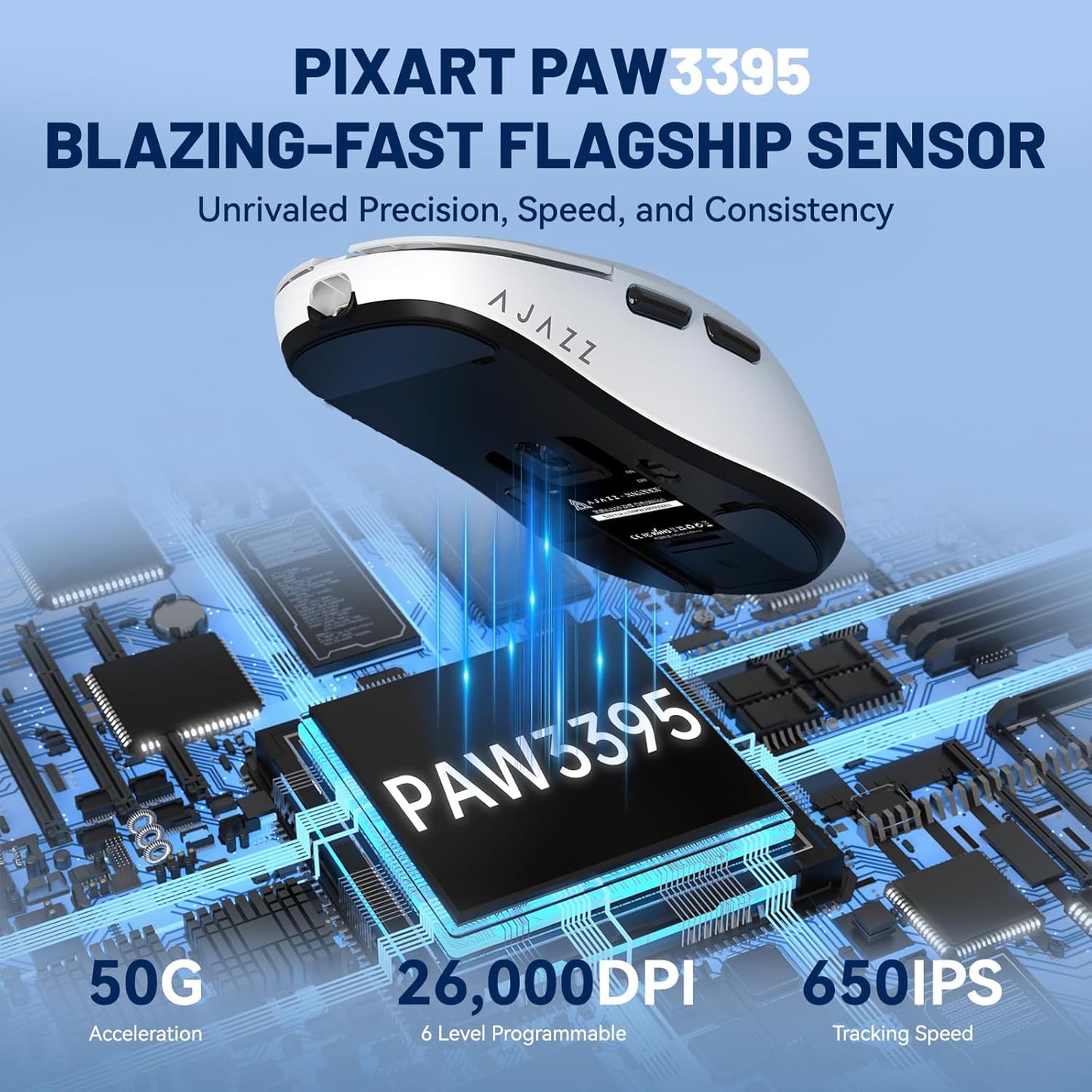 Ajazz AK820 Pro 75% Mechanical Keyboard, Gasket-Mounted Gaming Keyboard with TFT Smart Display&Knob + AJ159 2.4G Wireless Gaming Mouse,56g Ultralight with 26K DPI PAW3395 Sensor