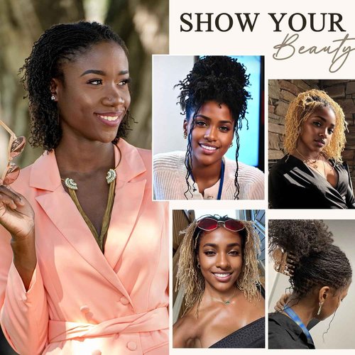 DAIXI Handmade Interlocking Sisterlocks Curly Tips 100% Real Human Hair Permanent Micro Locs Extensions Natural Looking Soft Dreadlocks Can Be Bleached and Dyed.(1B - 0.2cm, 10 Inch 60 Strands)