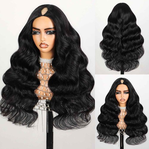 SUPERLOOK V Part Wig Human Hair Body Wave Glueless Wigs Human Hair Clip in V-Part Wigs Beginner Friendly No-Sew In No Glue Upgrade U Part Human Hair Wig 210% Density (20Inch,V Part Body Wave Wigs)