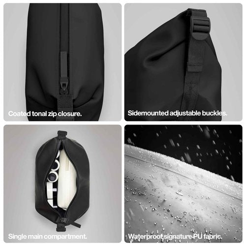 RAINS Hilo Wash Bag – Black Waterproof Toiletry Bag Travel Dopp Kit Organizer Compact Wash Kit Pouch Water Resistant Water Repellent – 2 Year Warranty