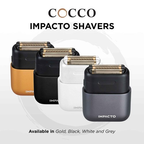 COCCO IMPACTO Shaver, Hygienic Gold Foil Triple Blade, White, Wet & Dry Use, Magnetic Replaceable Head, Intelligent Accelerator, 90 Min Run Time (White)