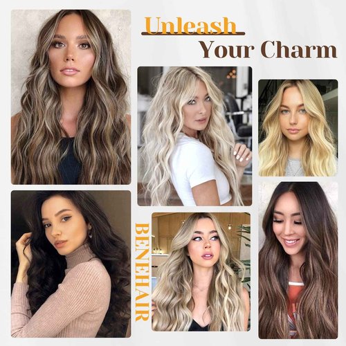 Benehair Human Hair Extensions Thick Ends Invisible Wire Real Human Hair with 2 Fish Lines Thicker Hairpieces 18inch 100g Dark Auburn Hair Extensions Straight Thicker Hairpieces for Women #33
