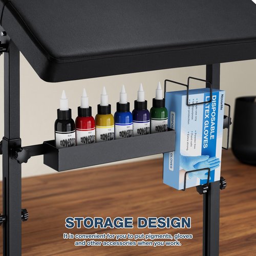 Udefineit XL Large Tattoo Arm Rest with Black PU Leather Pad, Adjustable Height & Angle Arm Rest Tattoos Supplies Storage Stand, Professional Tattoo Armrest with Four-corner Base Stability Strongly