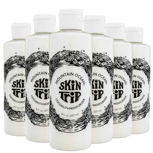 Mountain Ocean Skin Trip Coconut Body Lotion, 8 Oz (Pack of 6), Lightweight, Fast Asborbing Moisturizer for Women and Men, with Coconut Oil, Aloe Vera, & Lanolin