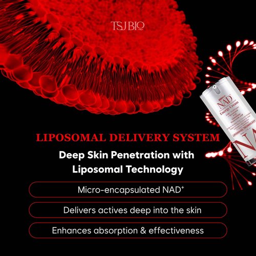 TSJ Bio NAD+ Energy Revitalizing Cream - Premium Daily Moisturizer with NAD+ 50,000PPM, Resveratrol & 9 Growth Factor Complex