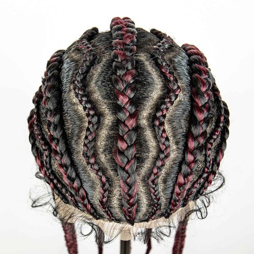 sedittyhair Braided Wigs Synthetic Full Head Lace Wig Braided Wigs for Black Women 36 Inches Braiding Hair Burgundy Color Lace Frontal Lightweight Artificial Braids Wigs with Baby Hair