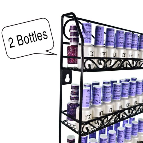 AMT 6 Tier Up to 192 BOTTLES Metal Nail Polish Racks for the Wall, Quality Nail Polish Display, Essential Oils Organizer. Holds up to 192 Bottles (Black)