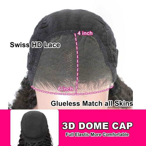 ISEE Wear and Go Glueless Wigs Human Hair Pre Plucked Deep Wave Bob Wig Human Hair Lace Front Wigs for Women Upgraded No Glue Pre Cut 6x4 Lace Closure Glueless Wigs for Black Women Human Hair 16 Inch