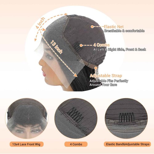 MOOTAFUL Bob Wig Human Hair 13x4 Lace Front Wig Human Hair Pre Plucked 200% Density Short Bob Yaki Straight Wig with Baby Hair Glueless Kinky Straight Wig for Black Women 10 Inch