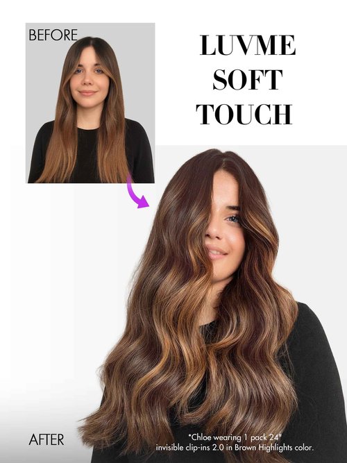 LUVME Invisible Clip in Hair Extensions Real Human Hair, 16 inch 110g 6Pcs, Natural Brown Highlights Human Hair Extensions Clip ins for Women, Natural Seamless Straight Human Hair