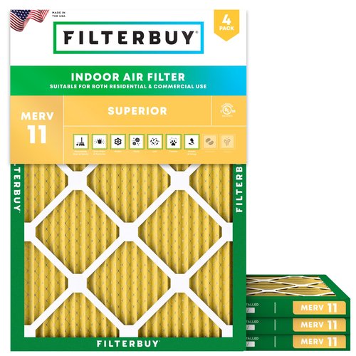 Filterbuy 8x14x1 Air Filter MERV 11 (MPR 1200) Allergen Defense Replacement (4-Pack), Electrostatic Pleated HVAC AC Furnace Filters, Made in USA (Actual Size: 7.50 x 13.50 x 0.75)