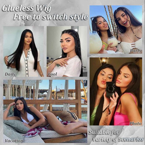 ZHENGON Glueless Wigs Human Hair Pre Plucked Pre Cut 6x4 Straight Lace Front Wigs Human Hair 28 Inch Hd Lace Front Closure Wigs for Women 180% Density Wear and Go Glueless Wig Ready to Wear Natural