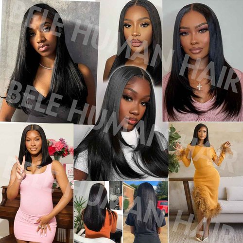 BELE 13X4 Straight Lace Front Wigs Human Hair 210% Density Straight Human Hair Wigs Double Drawn Hair Wigs for Black Women Bleached Knots Pre Plucked with Baby Hair 18 Inch