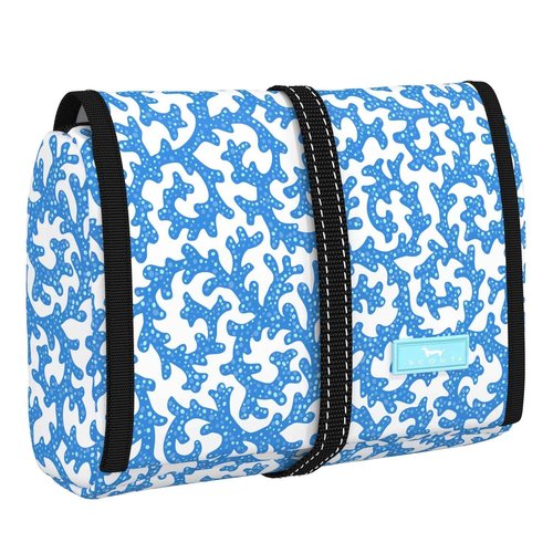 SCOUT Beauty Burrito Hanging Toiletry Bag - Cosmetic Organizer with 3 Compartments, Rolls Up to Pack, Hook for Hanging