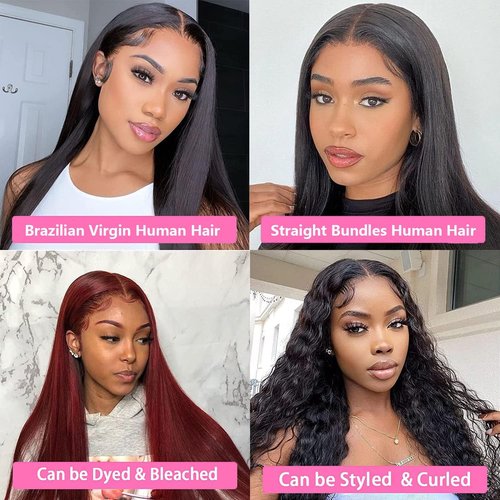 Rebasar Brazilian Straight Human Hair 3 Bundles (22 22 22 Inch) Weave 100% Unprocessed Virgin Weave Hair Human Bundles for American Black Women Remy Straight Hair Extensions Natural Black Color Weft
