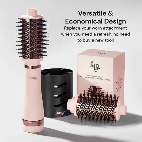 L'ANGE HAIR Multi-Volume Series Blow Dryer Brush | Interchangeable Hair Dryer Brush with Ionic Titanium Barrel for Smooth, Voluminous Styling | Blush - Oval 75mm