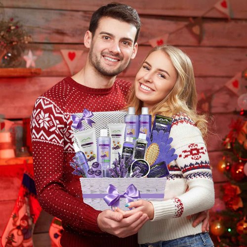 Premium Deluxe Bath & Body Gift Basket. Ultimate Large Spa Basket! #1 Spa Gift Baskets for Women (French Lavender)