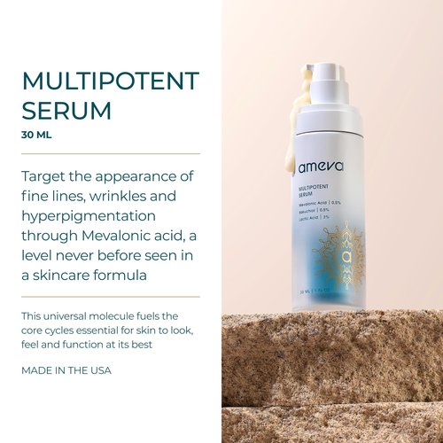 AMEVA Mevalonic Acid Multipotent Serum: Plant-Based, Vegan, Boosts Collagen, Hyaluronic Acid, For Sensitive Skin, Anti-Aging, Velvety Soft, Enhances Radiance (Multipotent Serum)
