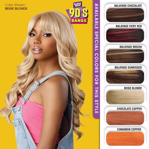 Sensationnel Butta Lace 90Sbangs Wigs - Unit 909 Glueless Wide Deep Part Synthetic Preplucked Hairline (BALAYAGEMOCHA)