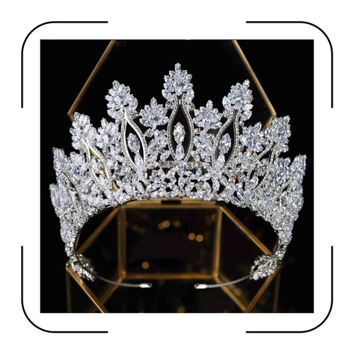 Aoligrace Silver Tall Wedding Tiaras for Women Luxury Cubic Zirconia Quinceanera Crowns for Women CZ Pageant Birthday Bridal Hair Accessories
