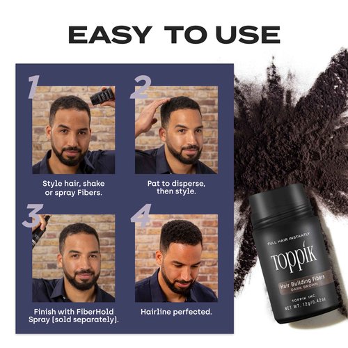 Toppik Hair Building Fibers, Black, 55g Fill In Fine or Thinning Hair, Instantly Thicker, Fuller Looking, 9 Shades for Men & Women, Keratin Protein Formula