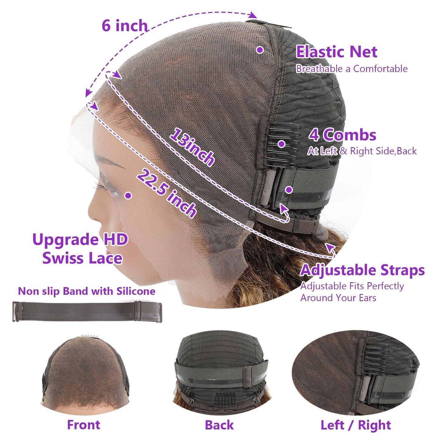 13x6 Highlight Ombre Lace Front Wigs Human Hair P4/27 Honey Blonde Lace Frontal Wigs Human Hair 200 Density Colored deep Curly Glueless Lace Front Wigs Pre Plucked with Baby Hair for Women (24 Inch)