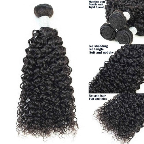 PIDIAUE 12A Kinky Curly Bundles Human Hair Brazilian Jerry Curl Hair Bundles Weave 22 24 26 inch Real Remy Hair 3 Bundles Virgin Hair Bundles Extensions Natural Color