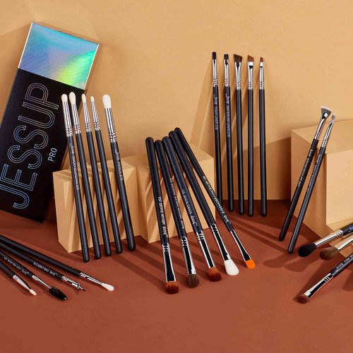 Jessup Eye Makeup Brushes Set Professonal 28pcs Premium Synthetic Eyeshadow Brush Eyeliner Brush Eyebrow Brush Blending Brush for Makeup Black T341