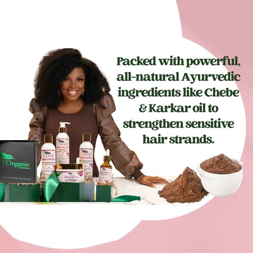 J'Organic Solutions Healthy Hair Kit (4 Product Set) - Leave-In Detangler, Growth- Oil, Shampoo & Conditioner for all Hair Types