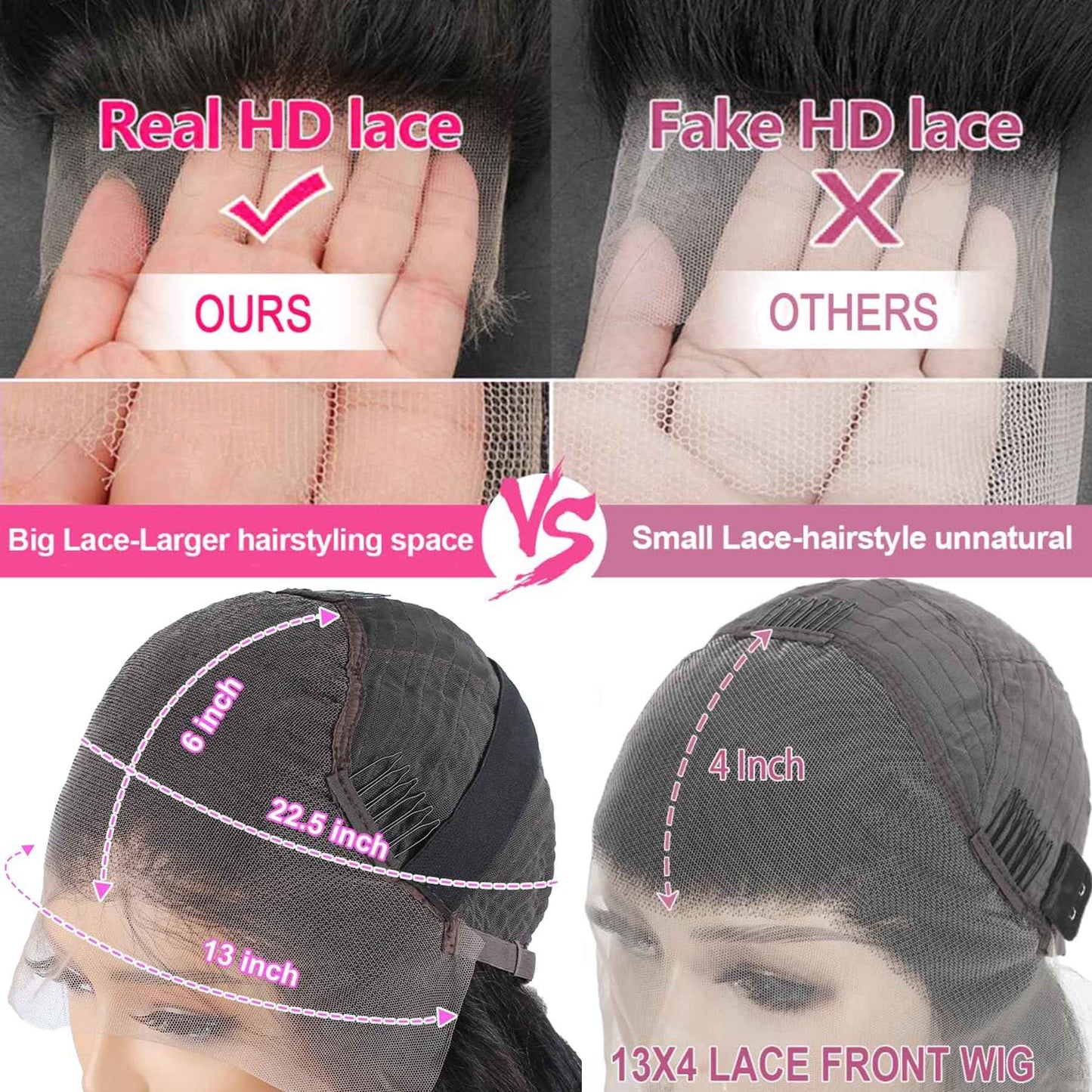 Linrkeyy 13x6 Lace Front Wigs Human Hair Body Wave Human Hair Wig for Women 200% Density Brazilian Virgin Glueless Frontal Wigs Human Hair Pre Plucked with Baby Hair 26Inch Natural Black