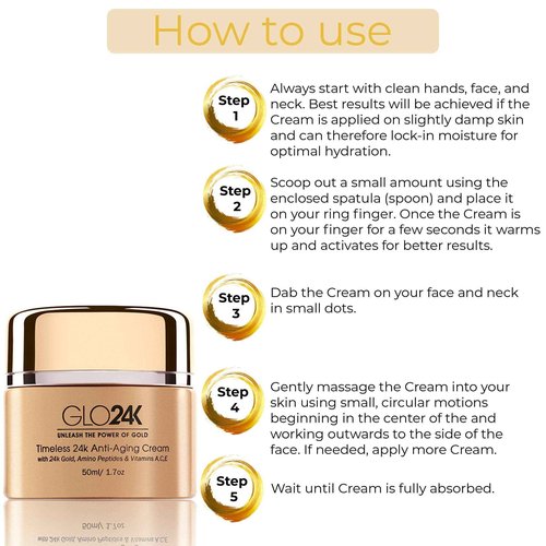 GLO24K Anti-Aging Cream and Serum with 24k Gold, Amino Peptides, Vitamins A, C, E