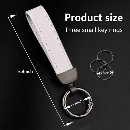 Turcee Leather Keychain, Creative Personality Key Fob, Car Accessories Universal Keychain for Men and Women (White)