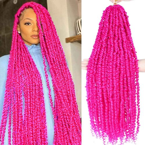 6Packs Long Pink Passion Twist Corchet Hair 32inch Pre-Looped Crochet Braids Long Pretwisted Passion Twist Braiding Hair Extensions for Women(11strands/pack, Pink#)