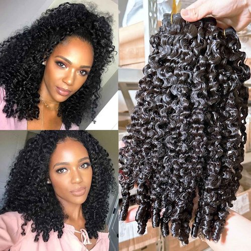 YMS 3C4A Burmese Curly Human Hair Bundles 24 Inch 1 Curly Bundles Human Hair Unprocessed Burmese Raw Hair Extension Real Human Hair 16A Natural Color Real Hair Weft Extensions with Spiral Curly End