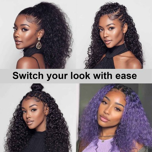 BEAUDIVA Kinkycurly Wig Human Hair 13x6 Lace Front Wigs Human Hair Afro Kinky Curly Wig 16 inch Pre Plucked 180% Density Black Jerry Curly Afro Kinky-Curly Natural Hairline Bouncy Thick Average Size