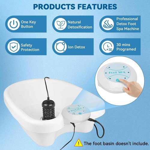 Pilipane Foot Bath Machine, Portable Ionic Detox Foot Bath Machine, Foot Cleanse Foot Detox Spa Machine for Home Use Spa Club Salon Travel