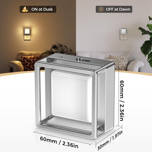 DORESshop Night Light, Night Lights Plug into Wall,2 Pack 3000K LED Nightlight with Adjustable Brightness, Automatic Night Light Plug in with Light Sensor for Bathroom Hallway Room Decor, Silver