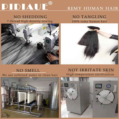 PIDIAUE Kinky Straight Bundles Human Hair Weave Yaki Straight Bundles 12 14 16 inch Remy Hair 12a 100% Unprocessed Brazilian Virgin Hair Natural Color