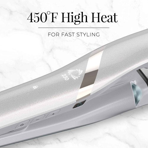Remington PROLUXE HydraCare 1” Flat Iron / Hair Straightener with 1” Floating Plates, 450°F High Heat, Pearl White/Gray