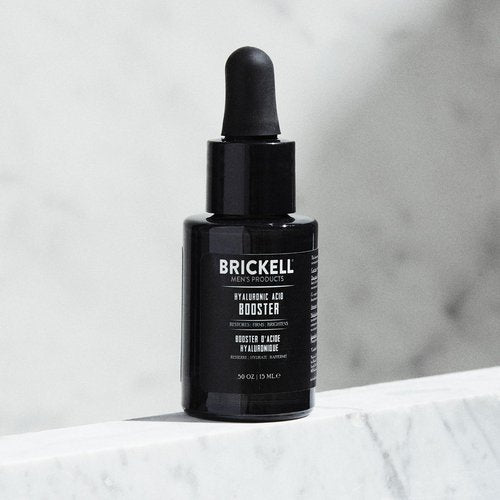 Brickell Men's Hyaluronic Acid Booster Serum for Men, Natural and Organic Hyaluronic Acid Booster for Face to Hydrate and Nourish Skin, Reduce Fine Lines and Wrinkles, Unscented .50 Ounce