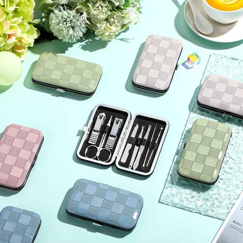Lanties 24 Sets Manicure Pedicure Bulk Gifts Professional Nail Care Gifts, Travel Nail Clippers Kit 8 in 1 Stainless Steel Pedicure Set with Case Portable Grooming Kits for Women Men(Fresh)