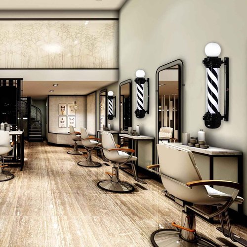 MIUXIU 35'' Barber Pole Light, Black White Rotating Hair Salon Open Sign, Wall Mount, Save Energy