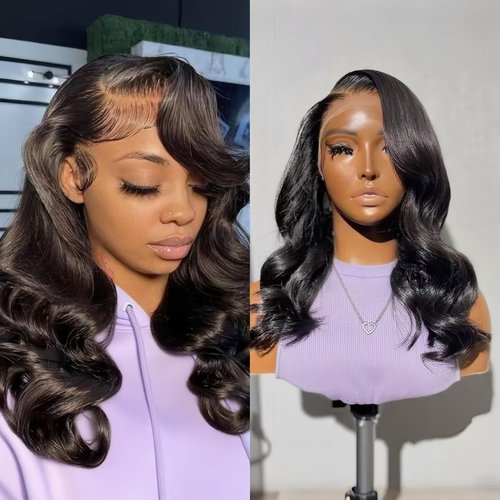 LONREAW Body Wave Lace Front Wigs Human Hair 200 Density 13x6 HD Lace Frontal Wigs Human Hair Pre Plucked Natural Color 20 Inch