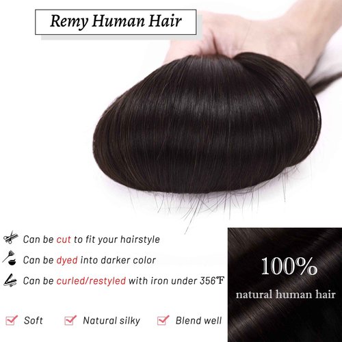 S-noilite One Piece Clip in Extensions Human Hair 5 Clips 3/4 Full Head Natural Black Hair Extension for Women,One-Piece Design Clip on Hairpieces 20 Inch 95g