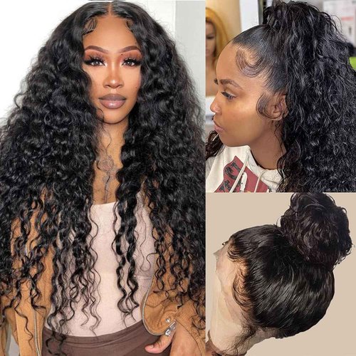 PXTPXT Deep Wave 360 Lace Front Wigs - Human Hair, Pre-Plucked with Baby Hair, Brazilian Virgin, 24 Inch