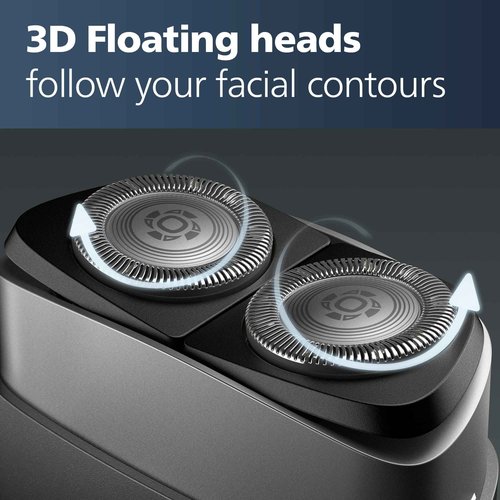 Philips Norelco Portable Shaver, On-The-Go Wet and Dry Electric Shaver, ComfortCut Blade System, 3D Floating Heads, Compact Design, Powerful Battery, Model PQ888/81