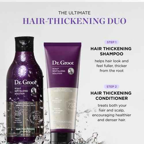 Dr. Groot Thickening Shampoo & Conditioner Set for Hair Loss – Clinical Results with Biotin and Rosemary for Hair Thinning, Shedding, Scalp Repair and Treatment